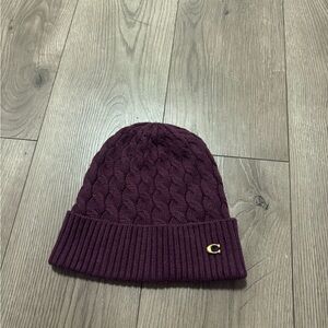 Coach Women’s Deep Purple C Cable Knit Cuff Beanie Adult